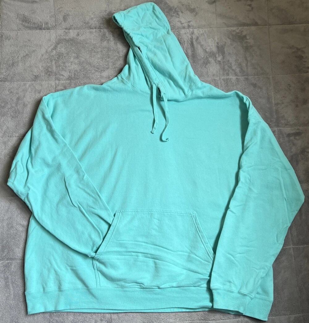 Hanes Hoodie Adult 3X Mint Green Comfortwash Garment Dye 80% Cotton Blend Pocket